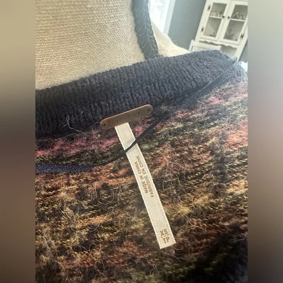 Free People Mini Sweater Dress Navy Blue Fair Isle Nordic Tunic Wool Blend XS - Picture 5 of 6